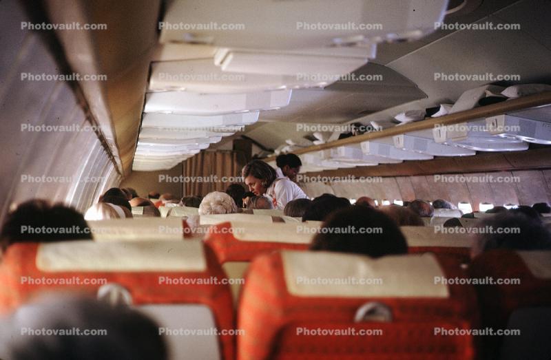 Inside a Jet Cabin, flight attendant, 1970s