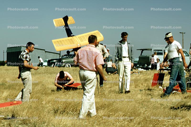 RC Model Airplanes, Man, Male, Cars, Automobile, Vehicles, 1950s