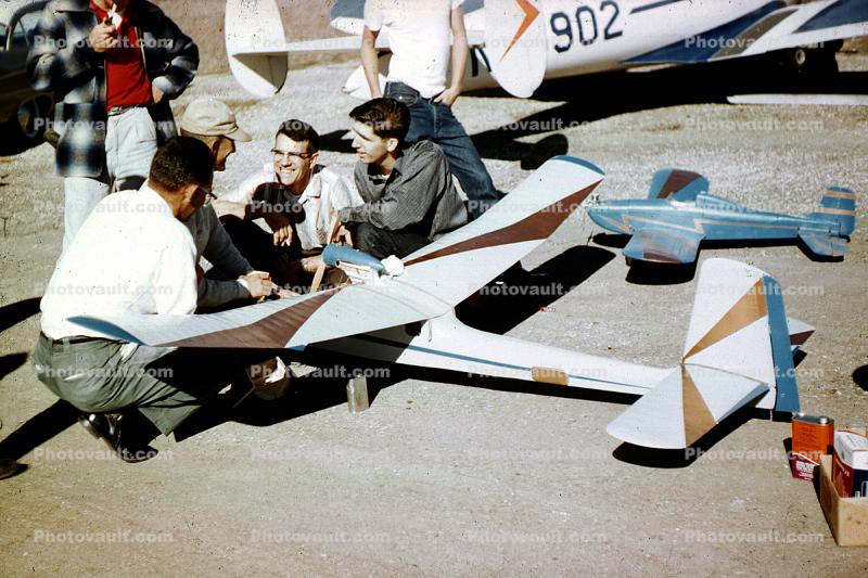 Big Model Airplane, Man, Male, June 1959, 1950s