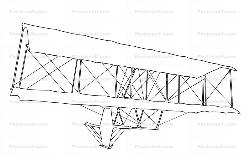 Octave Chanute Glider Line Drawing, outline