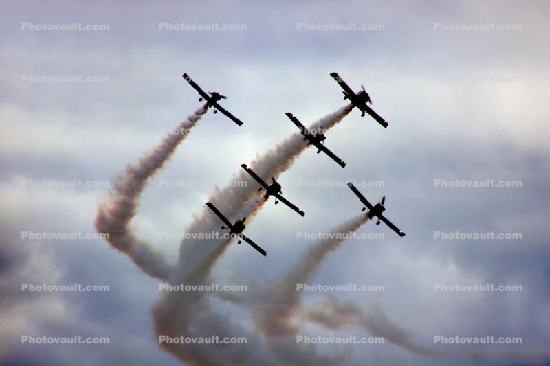 Smoke Trails, airborne, flying, flight, Formation Team, West Coast Ravens