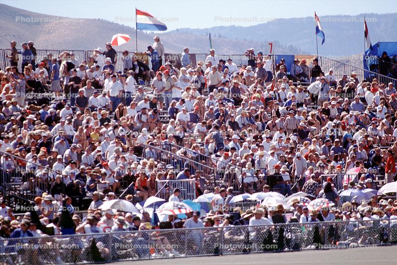 Crowds, Audience, Spectators, people, stands, flags, Reno Airshow