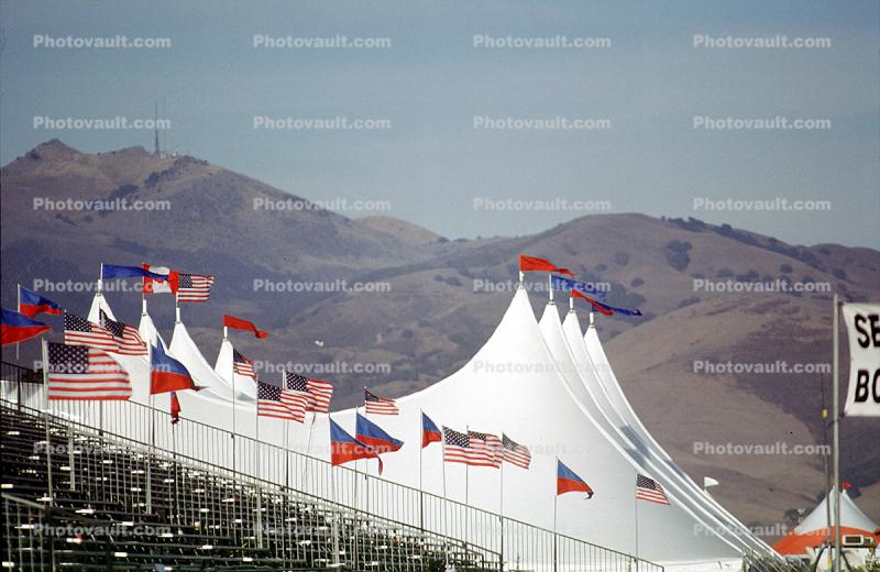Show Tents, flags, windy