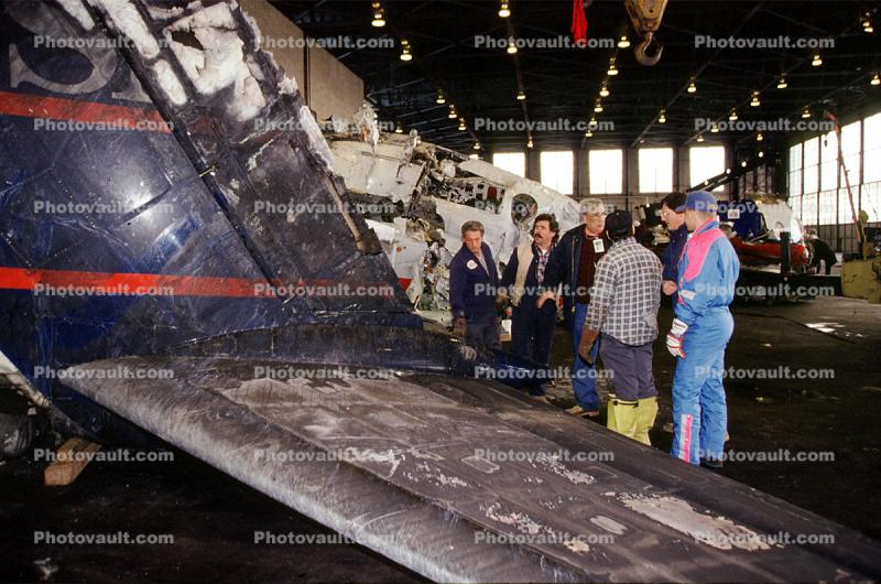 Accident Investigators Reconstructing an Aircraft, Crash Wreckage