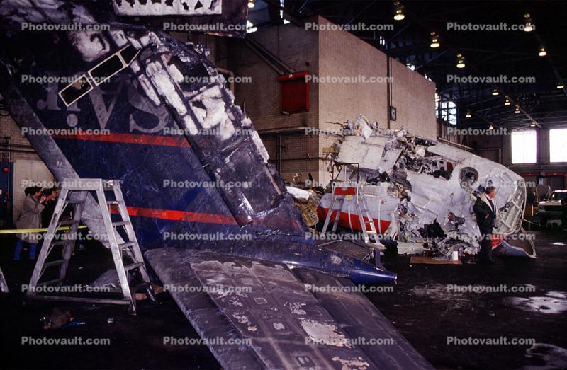 Accident Investigators Reconstructing an Aircraft, Crash Wreckage