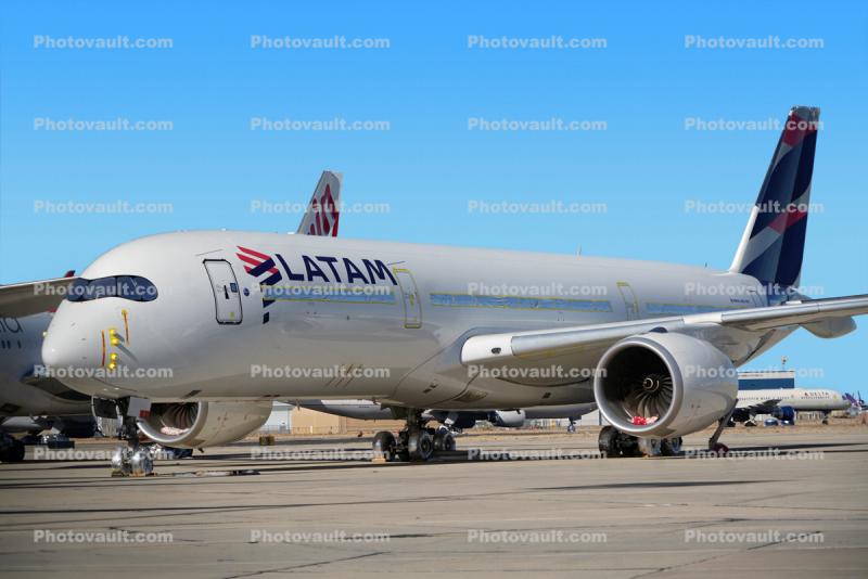 LATAM A350-900 in Covid-19 storage, Jet Airplanes Stored, Parked, 2022