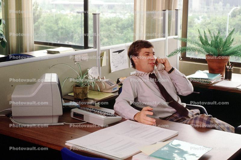 Man Talking on the Phone, Hewlett Packard Desktop Data Terminal, 18 October 1982, 1980s