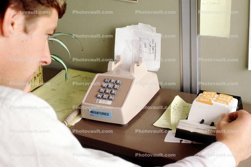 Rolodex, Man Talking on the Phone, Cubicle, 18 October 1982, 1980s