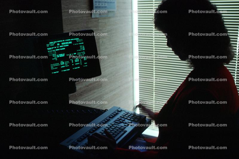Desktop Computer, Hand on Keyboard