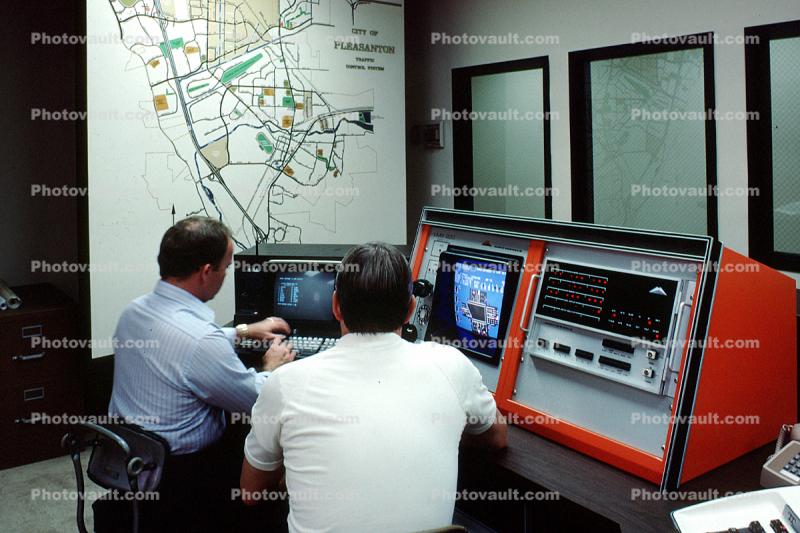 Men Workimg at Traffic Control computer, VMS 220 Multinonicx