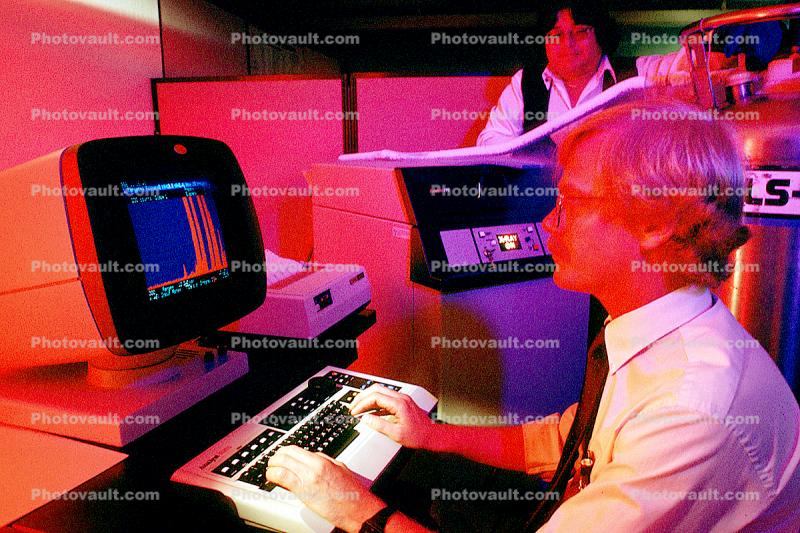 Man at Computer, Hand on Keyboard, 1980s