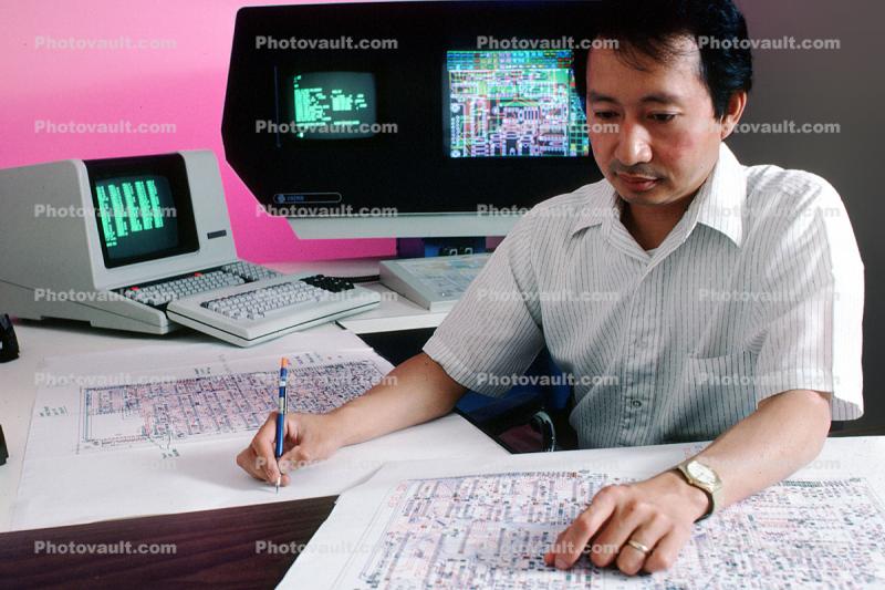 Man at Computer, 1980s