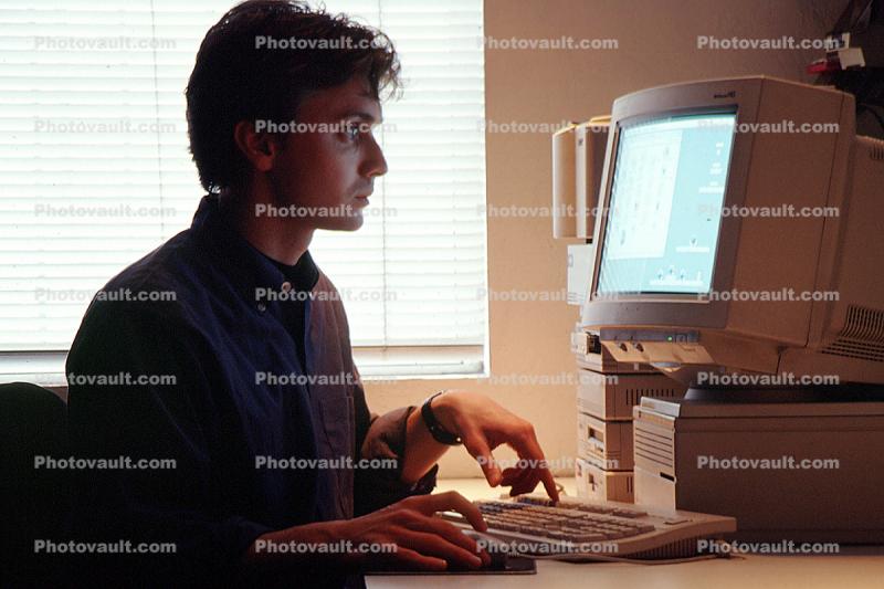 Hand on Keyboard, Apple IICI, Apple-Macintosh, 1994