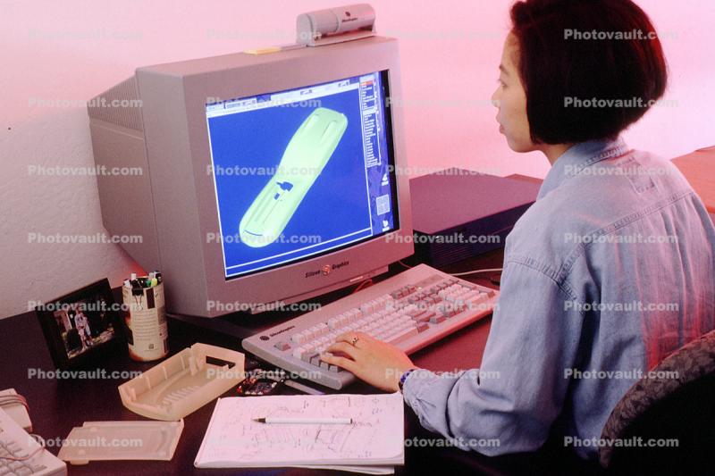 Office, Woman with Desktop Computer, monitor