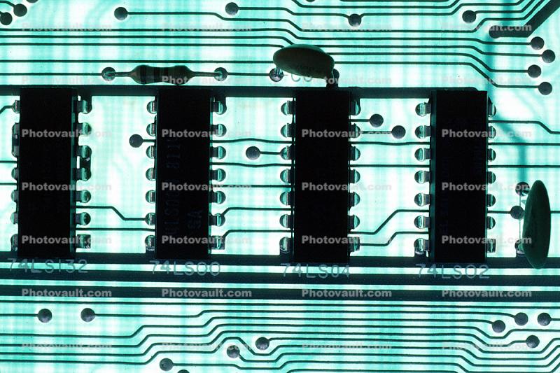 Circuit Board, Transistors, Resistors, Diodes, Integrated Circuits, IC-Chips, chips