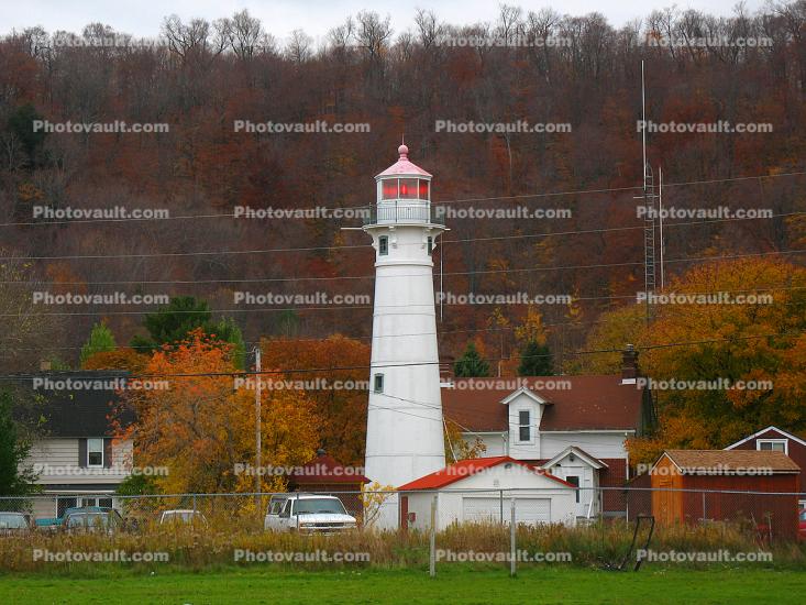 Munising Range Lighthouse, Michigan, Lake Superior, Great Lakes, autumn