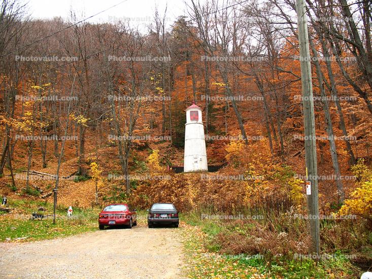 Munising Rear Range Lighthouse, Michigan, Lake Superior, Great Lakes, autumn