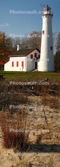 Sturgeon Point Lighthouse, Michigan, Lake Huron, Great Lakes, Panorama