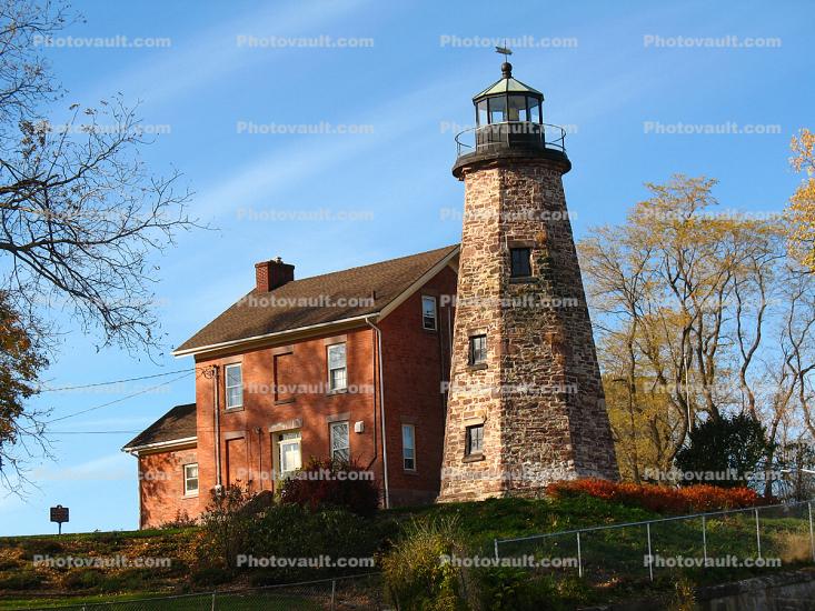 Charlotte-Genesee Lighthouse, Rochester, Lake Ontario, New York State, Great Lakes, brick