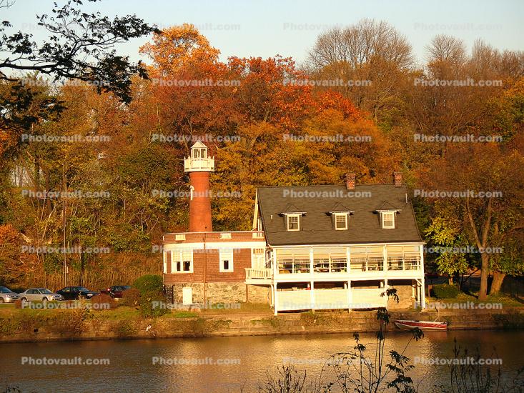 Philadelphia Lighthouse, Schuylkill River, Turtle Rock, Boathouse Row, Pennsylvania, Eastern Seaboard, East Coast, Atlantic Ocean