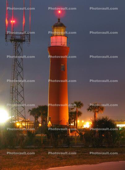 Saint Johns River Lighthouse, Naval Station Mayport, Florida, Atlantic Coast, East Coast, Eastern Seaboard, Atlantic Ocean, Twilight, Dusk, Dawn