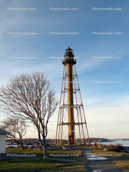 Marblehead Lighthouse, Chandler Hovey Park, skeletal tower, Marblehead Neck, Massachusetts, Atlantic Ocean, East Coast, Eastern Seaboard