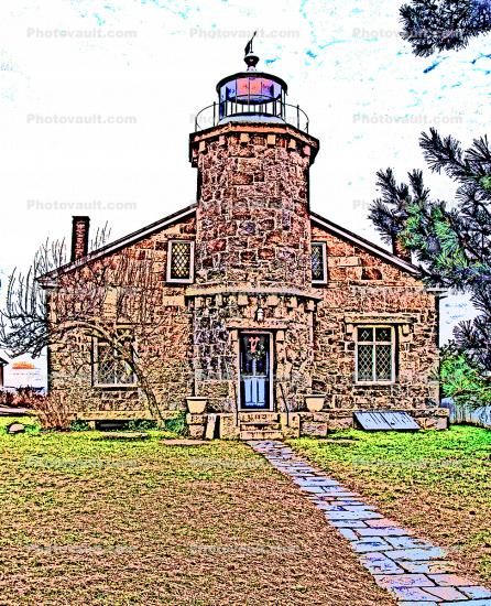 Stonington Old Lighthouse Museum, Connecticut, Atlantic Ocean, East Coast, Eastern Seaboard, Paintography