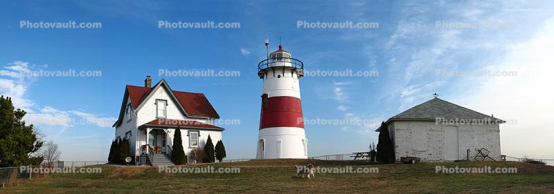 Stratford Point Lighthouse, Housatonic River, Connecticut, Atlantic Ocean, East Coast, Eastern Seaboard, Panorama