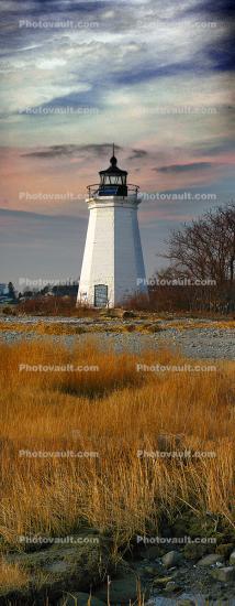 Fayerweather Island Lighthouse, Fayerweather, Black Rock Harbor, Connecticut, Atlantic Ocean, East Coast, Eastern Seaboard, Panorama