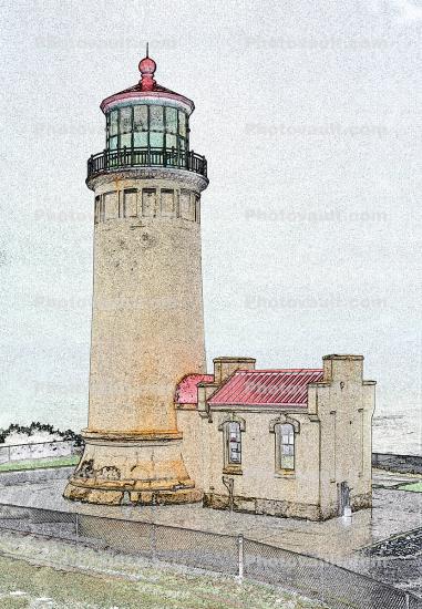 North Head Lighthouse, Washington State, Pacific Ocean, West Coast, Paintography