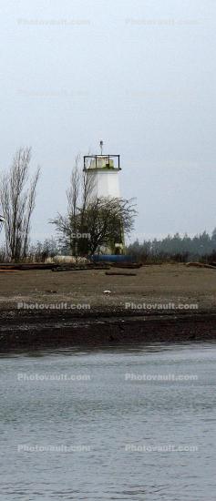 Dofflemeyer Point Lighthouse, Budd Inlet, near Tacoma, Puget Sound, Washington State, West Coast, Panorama, Harbor