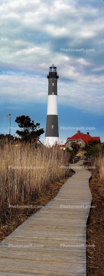 Fire Island Lighthouse, Robert Moses State Park, Long Island, New York State, Atlantic Ocean, East Coast, Eastern Seaboard, Panorama, Mamatus Clouds