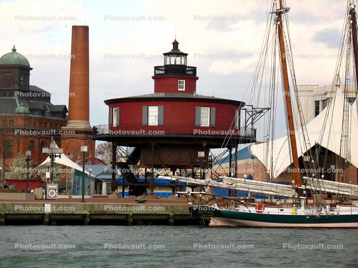 Seven Foot Knoll Lighthouse, Baltimore, Maryland, East Coast, Atlantic Ocean, Eastern Seaboard, Harbor