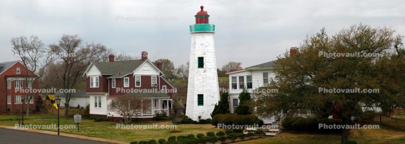 Old Point Comfort Lighthouse, Hampton Roads, Virginia, East Coast, Atlantic Ocean, Eastern Seaboard, Panorama, Fort Monroe