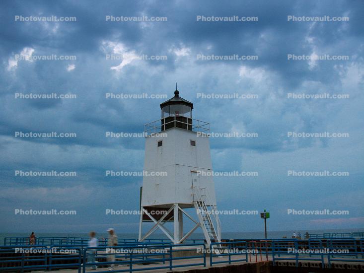 Charlevoix South Pier Lighthouse, Pine River, Lake Michigan, Great Lakes, Twilight, Dusk, Dawn