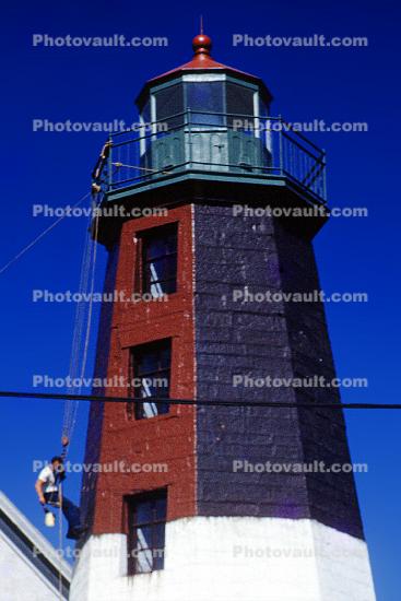 Point Judith Light, Rhode Island Sound, Atlantic Ocean, East Coast, Eastern Seaboard, 1950s, 1940s
