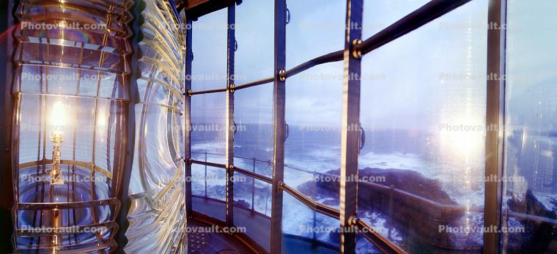 First order Fresnel Lens, Yaquina Head Lighthouse, Oregon, West Coast, Pacific Ocean, Panorama