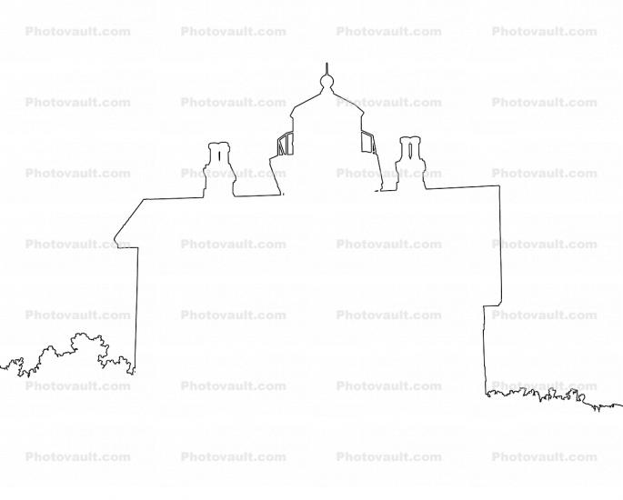 Yaquina Bay Lighthouse outline, line drawing