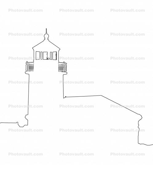 Coquille River Lighthouse outline, line drawing
