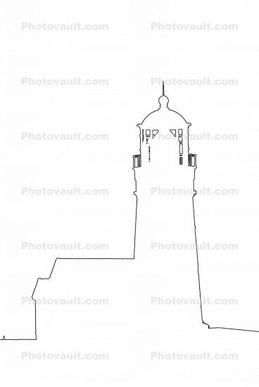 Cape Blanco Lighthouse outline, line drawing