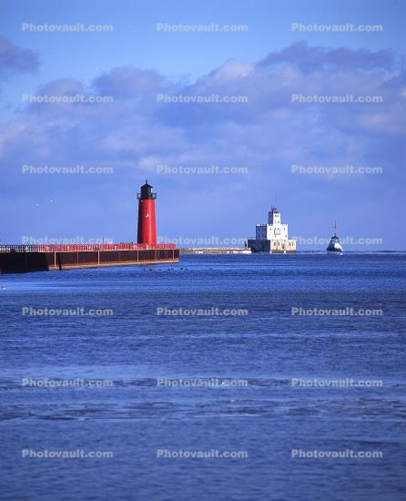 Milwaukee Breakwater Lighthouse, Wisconsin, Lake Michigan, Great Lakes