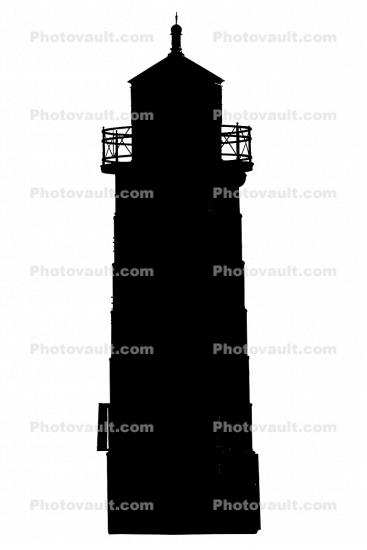Milwaukee Breakwater Lighthouse silhouette, Wisconsin, Lake Michigan, Great Lakes, logo, shape