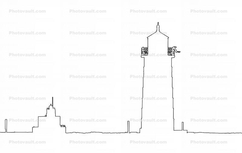 Milwaukee Breakwater Lighthouse outline, line drawing