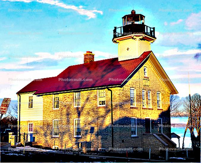 Port Washington Lighthouse, Wisconsin, Lake Michigan, Great Lakes, Paintography