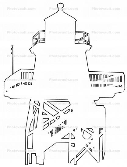 Two-Rivers Lighthouse outline, line drawing