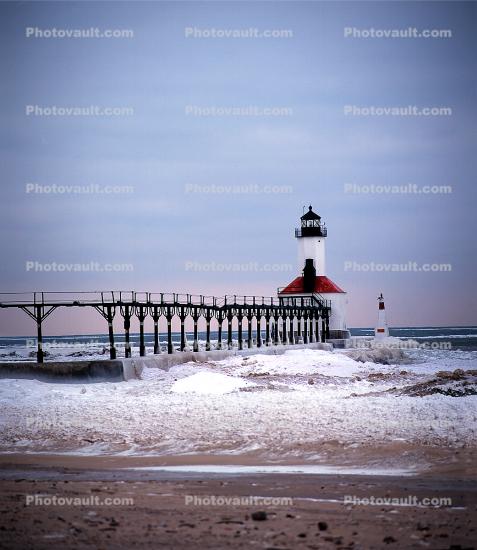 Saint Joseph North Pier Lights, Michigan City, Indiana, Lake Michigan, Great Lakes