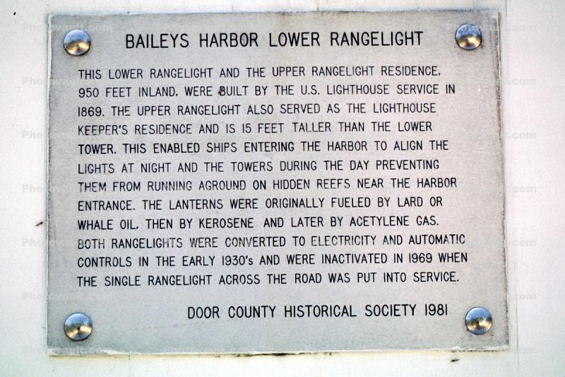 Baileys Harbor Lower Rangelight, Door County, Green Bay Peninsula, Wisconsin, Lake Michigan, Great Lake