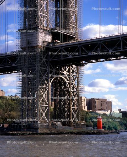 Jeffrey's Hook Lighthouse, the Little Red Lighthouse, Hudson River, George Washington Bridge, New York City, East Coast, Eastern Seaboard, Atlantic Ocean, Little Red Lighthouse, Manhattan