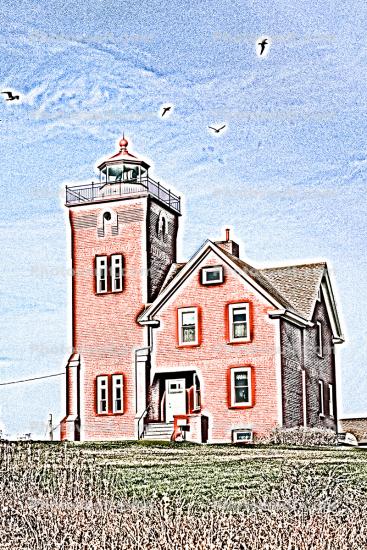 Two Harbors Lighthouse, Minnesota, Lake Superior, Great Lakes, Harbor, Paintography