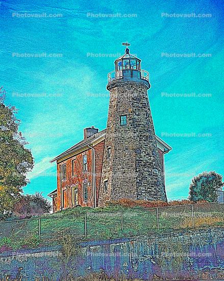 Charlotte-Genesee Lighthouse, Rochester, Lake Ontario, New York State, Great Lakes, Paintography